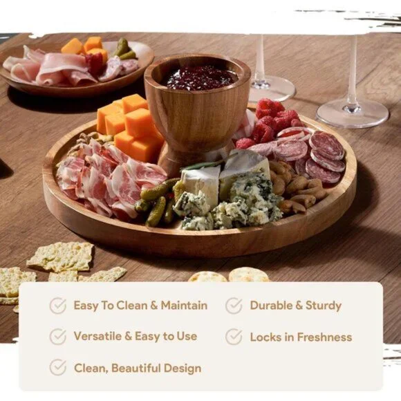 Wood Christmas Cake Stand with Dome Lid 12in Dessert Display for Holidays - Picture 4 of 7